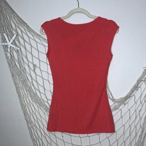 INC International Concepts Coral Jersey Front Twist Sleeveless Top S - Picture 6 of 8